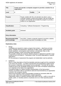 NZQA registered unit standard 2795 version 8  Page 1 of 4