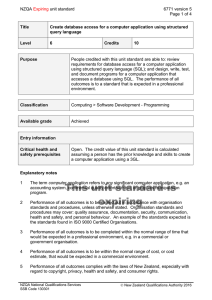 NZQA unit standard 6771 version 5