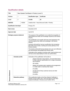 Qualification details  New Zealand Certificate in Floristry (Level 3)