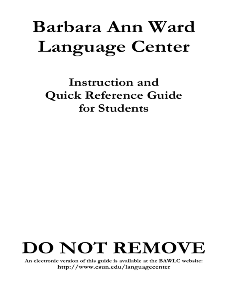 Instruction And Quick Reference Guide For Students