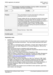 NZQA registered unit standard 25437 version 2  Page 1 of 4