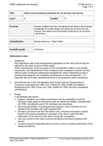 NZQA registered unit standard 27168 version 1  Page 1 of 3