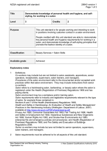 NZQA registered unit standard 28843 version 1  Page 1 of 3