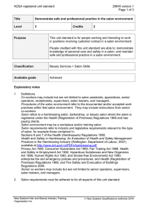 NZQA registered unit standard 28845 version 1  Page 1 of 3