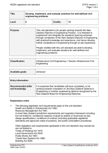 NZQA registered unit standard 27474 version 1  Page 1 of 4