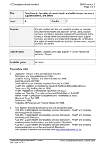 NZQA registered unit standard 26987 version 2  Page 1 of 5