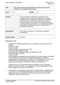 NZQA registered unit standard 26919 version 1  Page 1 of 5