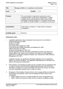 NZQA registered unit standard 26920 version 1  Page 1 of 4