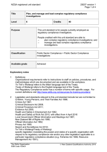 NZQA registered unit standard 29207 version 1  Page 1 of 4