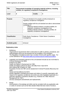 NZQA registered unit standard 29209 version 1  Page 1 of 4