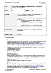 NZQA registered unit standard 29214 version 1  Page 1 of 4