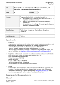 NZQA registered unit standard 29184 Version 1  Page 1 of 3