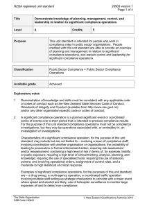 NZQA registered unit standard 26909 version 1  Page 1 of 4