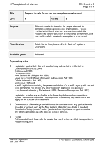 NZQA registered unit standard 26913 version 1  Page 1 of 4