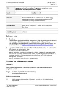 NZQA registered unit standard 29189 version 1  Page 1 of 3
