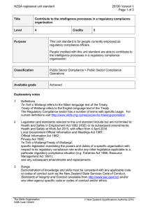 NZQA registered unit standard 29190 Version 1  Page 1 of 3