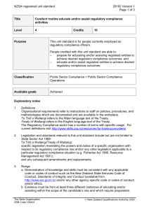 NZQA registered unit standard 29192 Version 1  Page 1 of 3