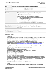 NZQA registered unit standard 29196 version 1  Page 1 of 4
