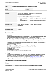 NZQA registered unit standard 29198 version 1  Page 1 of 3