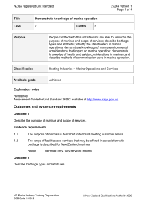 NZQA registered unit standard 27244 version 1  Page 1 of 4