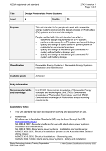 NZQA registered unit standard 27431 version 1  Page 1 of 8
