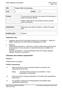 NZQA registered unit standard 8013 version 9  Page 1 of 2