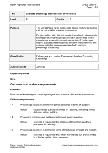 NZQA registered unit standard 27899 version 1  Page 1 of 3