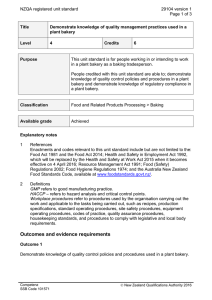 NZQA registered unit standard 29104 version 1 Page 1 of 3