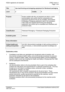 NZQA registered unit standard 27802 version 1  Page 1 of 4