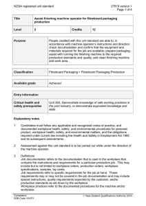 NZQA registered unit standard 27819 version 1  Page 1 of 4