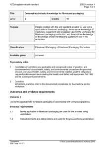 NZQA registered unit standard 27821 version 1  Page 1 of 3