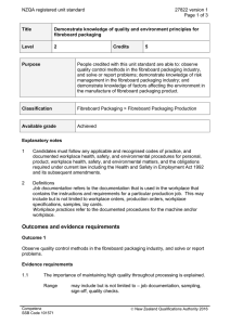 NZQA registered unit standard 27822 version 1  Page 1 of 3