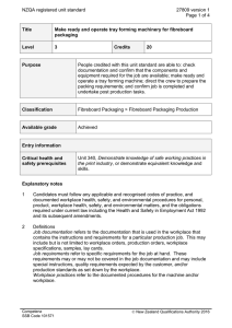 NZQA registered unit standard 27809 version 1  Page 1 of 4