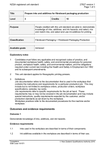 NZQA registered unit standard 27827 version 1  Page 1 of 3