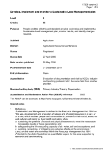 Develop, implement and monitor a Sustainable Land Management plan