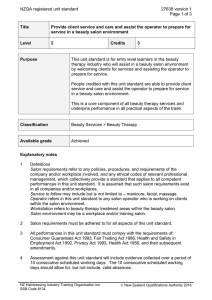 NZQA registered unit standard 27638 version 1  Page 1 of 3