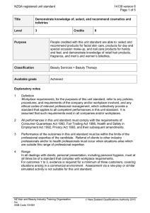 NZQA registered unit standard 14139 version 6  Page 1 of 5