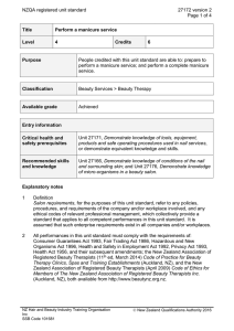 NZQA registered unit standard 27172 version 2  Page 1 of 4