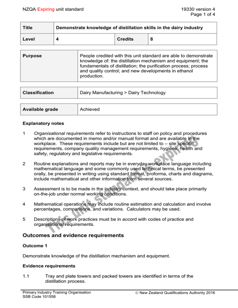 NZQA unit standard 19330 version 4