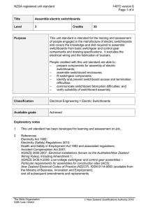 NZQA registered unit standard 14972 version 6  Page 1 of 4