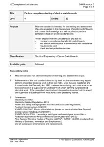 NZQA registered unit standard 24609 version 3  Page 1 of 4
