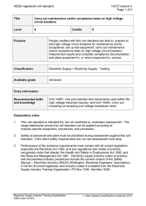 NZQA registered unit standard 14272 version 4  Page 1 of 5