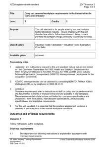 NZQA registered unit standard 23478 version 2  Page 1 of 4