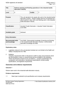 NZQA registered unit standard 23482 version 2  Page 1 of 3