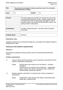 NZQA registered unit standard 23489 version 2  Page 1 of 3