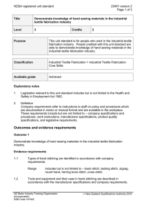 NZQA registered unit standard 23491 version 2  Page 1 of 3