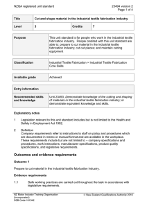 NZQA registered unit standard 23494 version 2  Page 1 of 4
