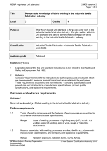 NZQA registered unit standard 23499 version 2  Page 1 of 3