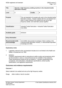 NZQA registered unit standard 23500 version 2  Page 1 of 3