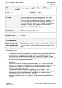 NZQA registered unit standard 17933 version 3  Page 1 of 4